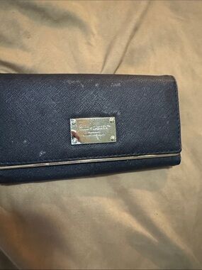 Black Saffiano Leather Wallet with Gold Plate